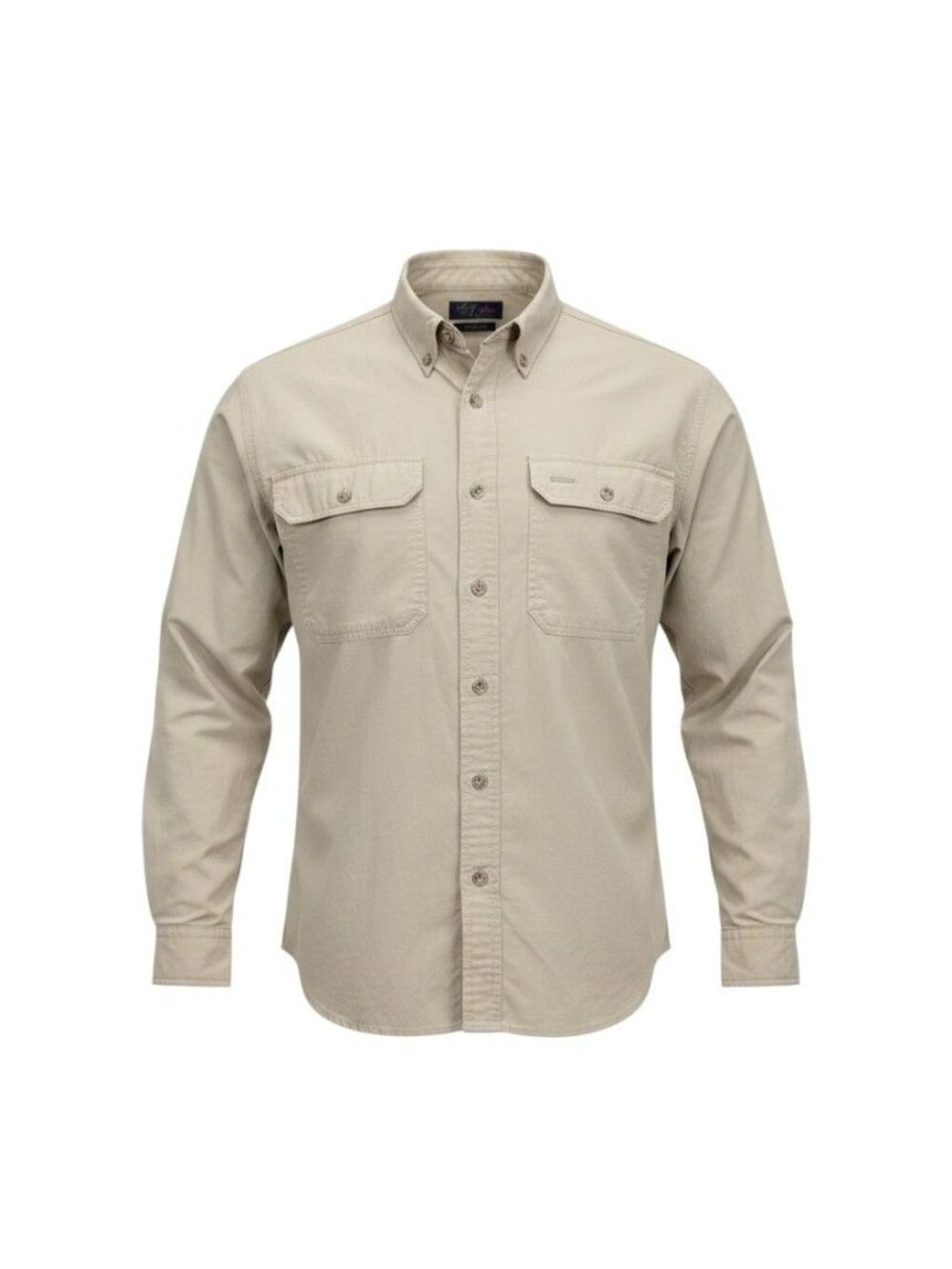 RailRiders Mens Beige Button-Up Long-Sleeve Shirt Dual Chest Pockets Size L